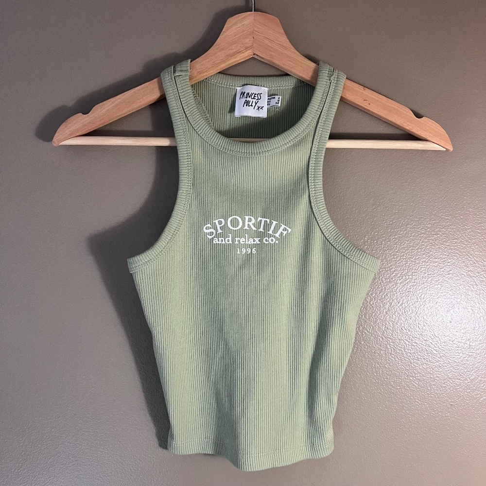 Princess Polly Light Green Ribbed Tank